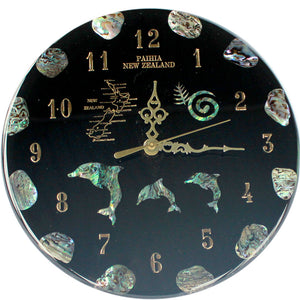 NZ Design Paua Clock Large                 all clocks can be made to your own design using our Maori symbols,fern,koru, matua, piriti, kiwis,marlin,dolphin,nz maps large or small just email to ask about your design