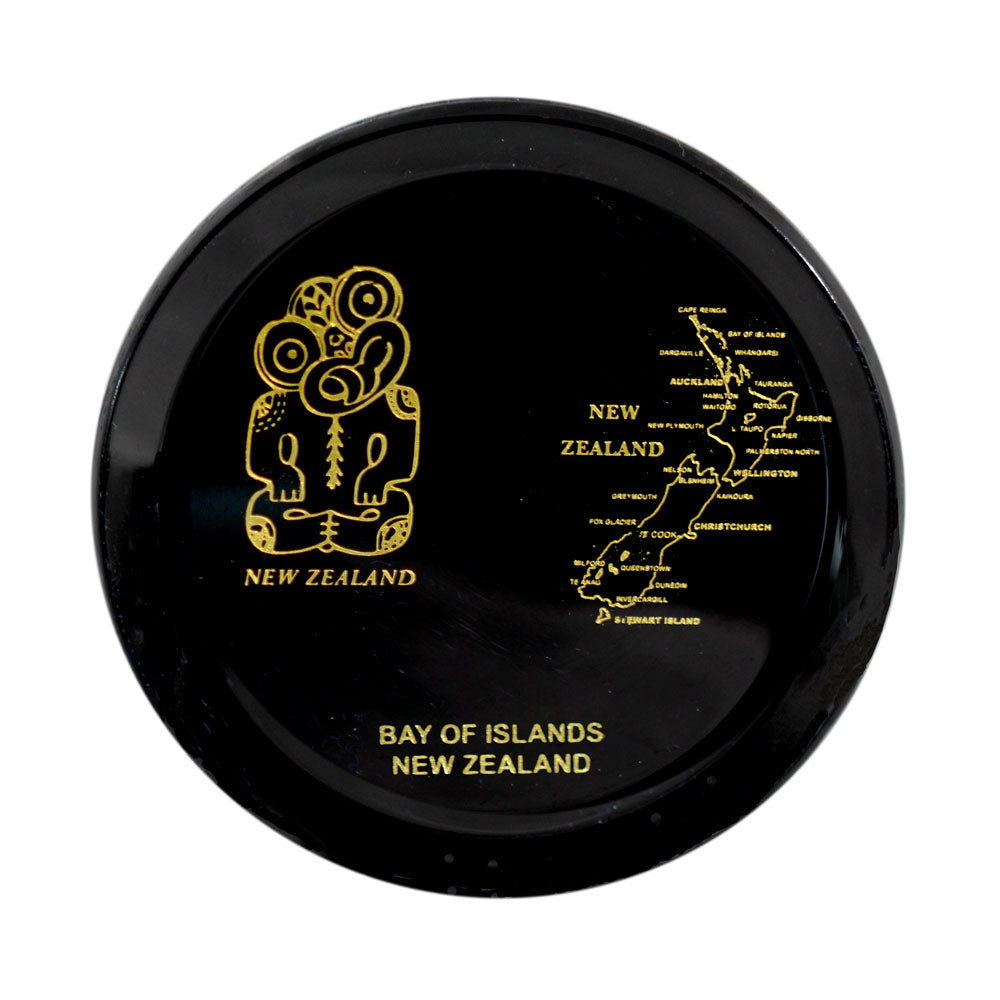 Paua Coaster Tiki & NZ Map   Tiki symbolizes clarity of thought,loyalty,inner knowledge,and strength of character